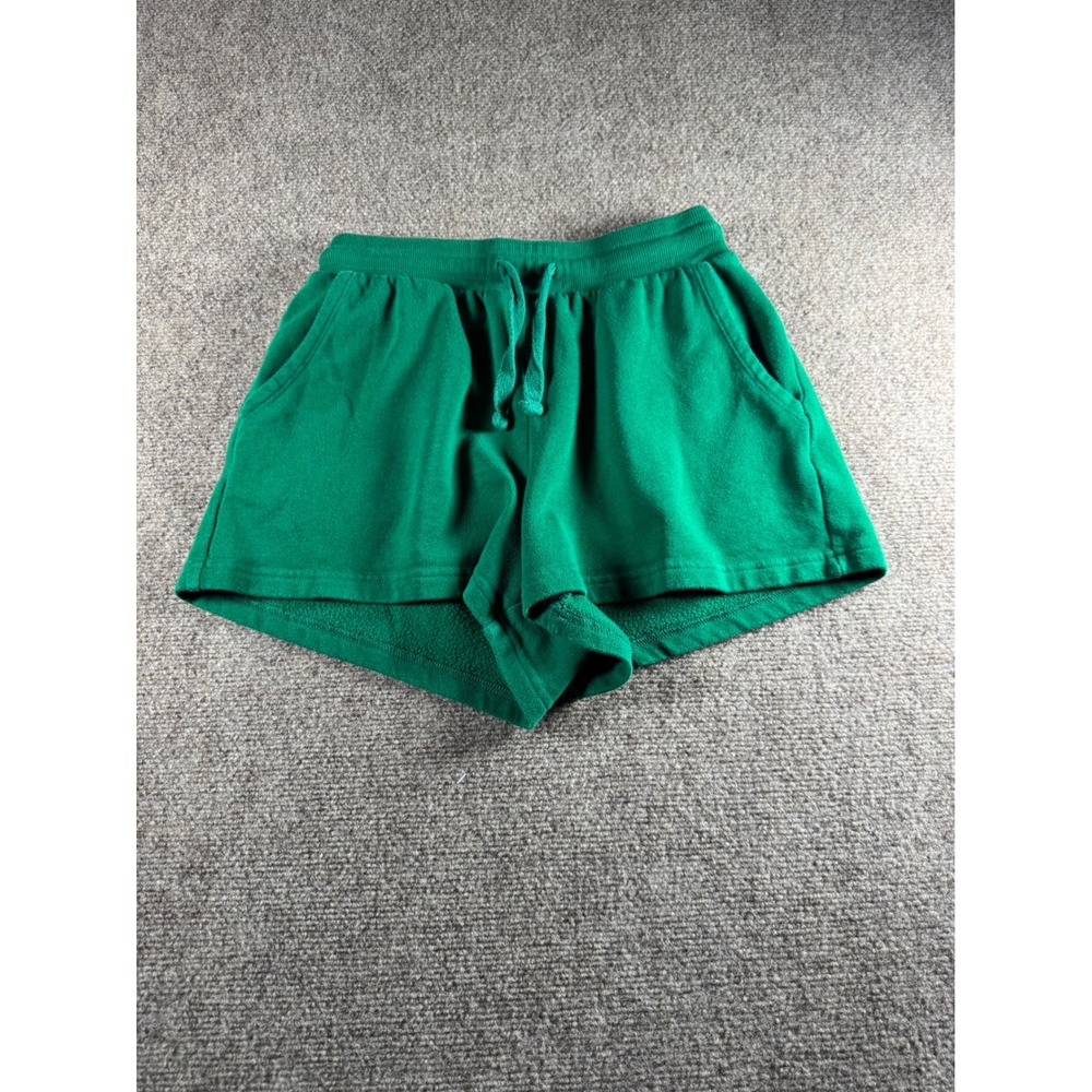 Colsie Green Fleece Drawstring Lounge Sweat Shorts Size Small S Women's comfy